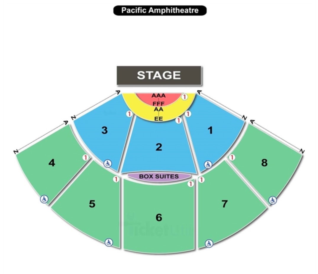 Seating Chart | Pacific Amphitheatre | Costa Mesa, California